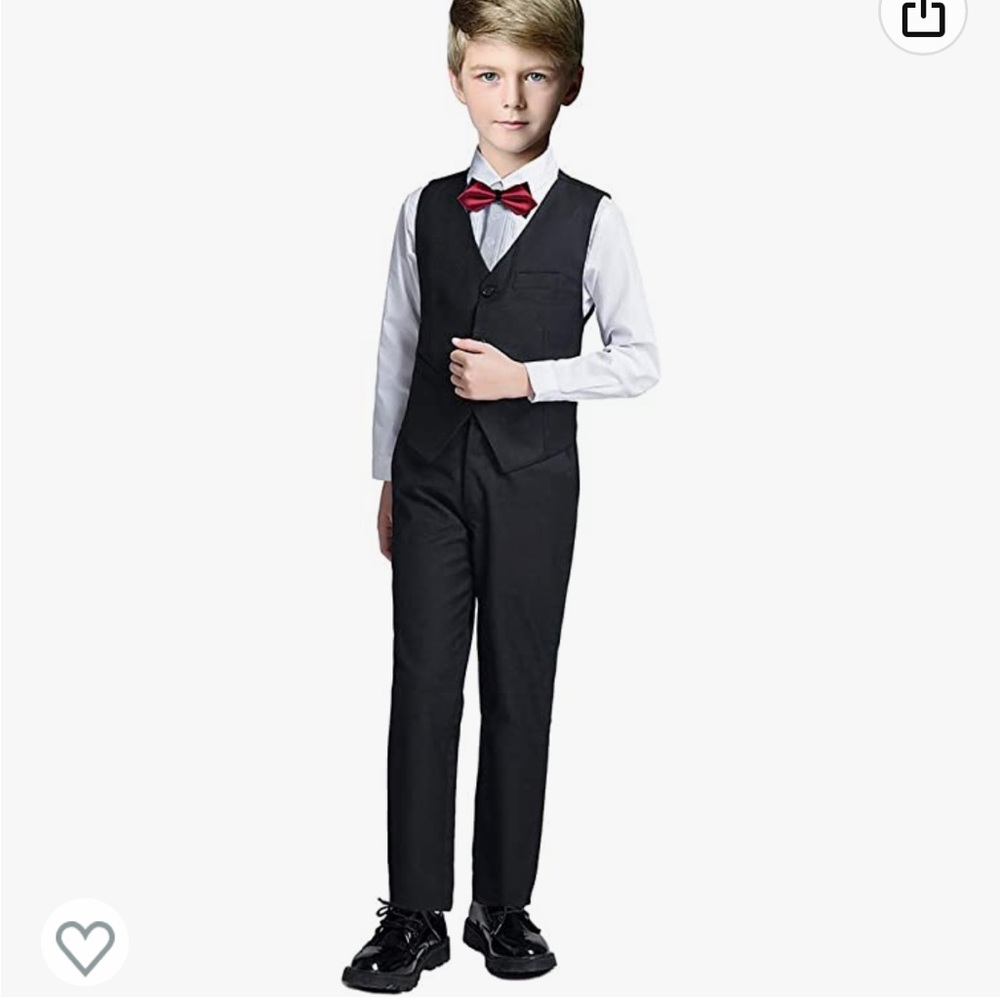 Boys Slim Fit Vest Suit Set with Bow tie